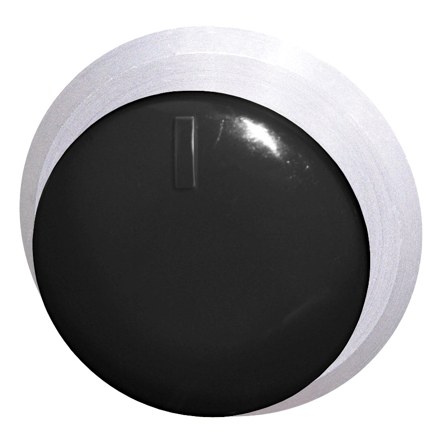 Кнопка черная грибовидная, в отверстие 30,5мм, ∅28мм, высота 11,5мм, IP67, с кольцом цвета "алюминий", с индикатором положения B5P2 SW Benedict