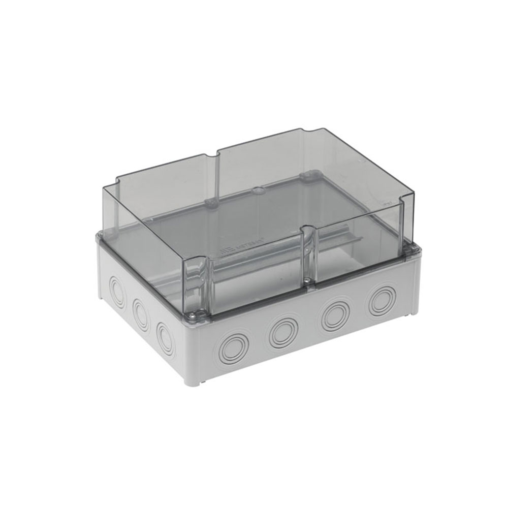 Коробка распределительная (40203607) Коробка распределительная пластиковая, возможна DIN-рейка, 210x290x140, высокая прозрачная крышка, IP67 Mete Enerji