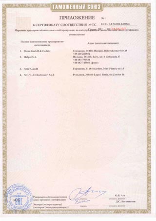 Сертификат продукции TELE