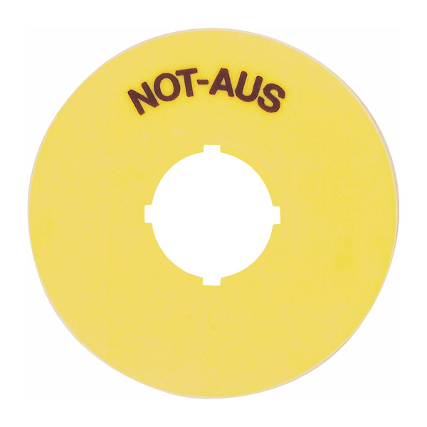 Желтый диск для кнопок аварийного останова, ∅70мм, толщина 1мм, "NOT-AUS" B3-7603-1 Benedict