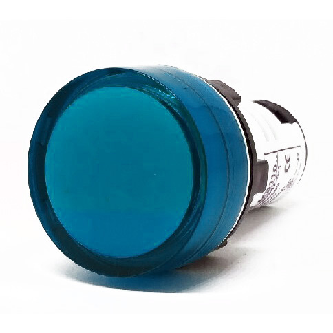 Лампа-моноблок голубая (светодиод), в отверстие 22,5мм, ∅30мм, 170-250V AC B3-MB230 BLB Benedict
