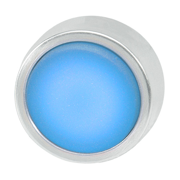 Кнопка синяя с фиксацией с подсветкой, в отверстие 22,5мм, IP67, макс. мощность лампы 1,9Вт, с кольцом цвета "алюминий", без маркировки B3DLR BL Benedict