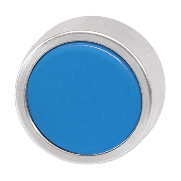Кнопка синяя c фиксацией, в отверстие 22,5мм, IP67, с кольцом цвета "алюминий", без маркировки B3DR BL Benedict