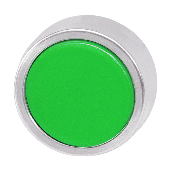 Кнопка зеленая c фиксацией, в отверстие 22,5мм, IP67, с кольцом цвета "алюминий", без маркировки B3DR GN Benedict