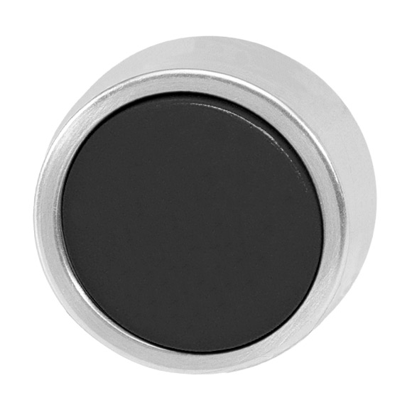 Кнопка черная c фиксацией, в отверстие 22,5мм, IP67, с кольцом цвета "алюминий", без маркировки B3DR SW Benedict