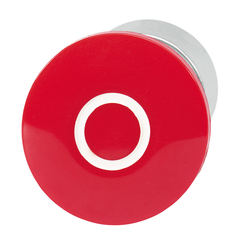Кнопка красная грибовидная, в отверстие 22,5мм, ∅40мм, высота 21мм, IP67, с кольцом цвета "алюминий", с маркировкой "0" B3P14 RT-0 Benedict