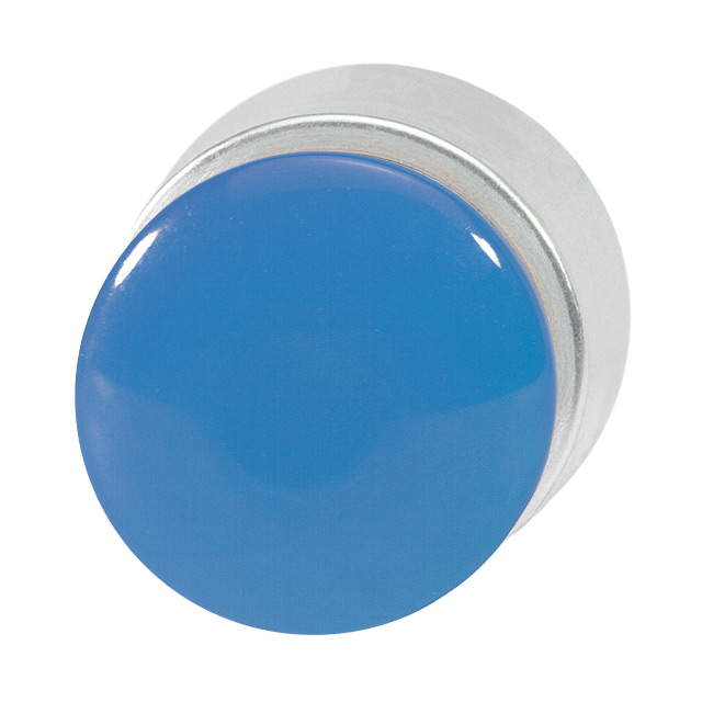 Кнопка синяя грибовидная, в отверстие 22,5мм, ∅28мм, высота 24мм, IP67, с кольцом цвета "алюминий", без маркировки B3P1 BL Benedict