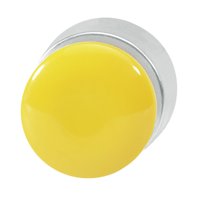 Кнопка желтая грибовидная, в отверстие 22,5мм, ∅28мм, высота 24мм, IP67, с кольцом цвета "алюминий", без маркировки B3P1 GE Benedict
