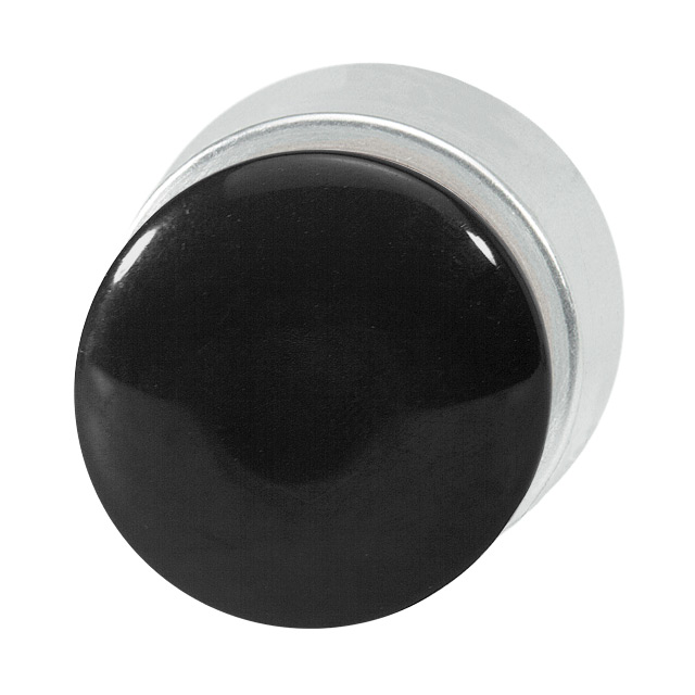Кнопка черная грибовидная, в отверстие 22,5мм, ∅28мм, высота 24мм, IP67, с кольцом цвета "алюминий", без маркировки B3P1 SW Benedict