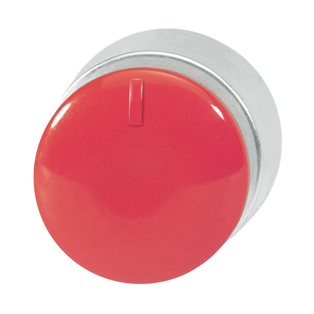 Кнопка красная грибовидная, в отверстие 22,5мм, ∅28мм, высота 24мм, IP67, с кольцом цвета "алюминий", без маркировки, с индикатором положения B3P2 RT Benedict