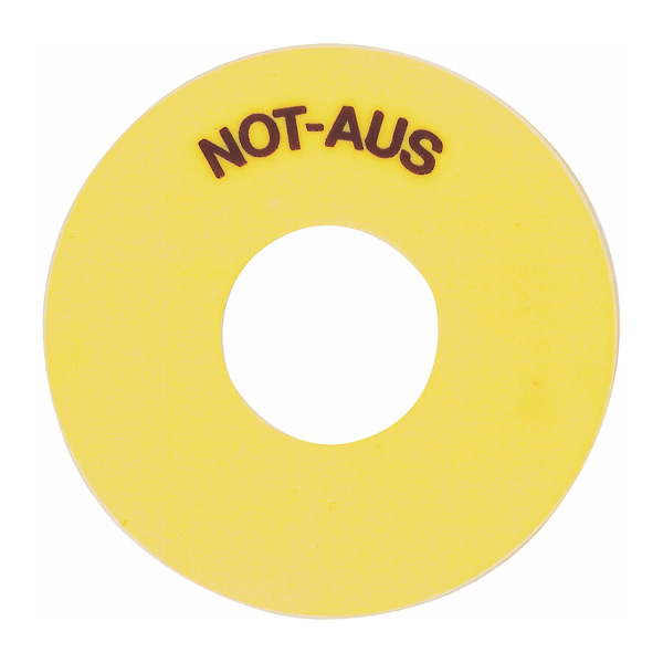 Маркировочный диск для кнопок аварийного останова желтый ∅70мм, маркировка "NOT AUS" B5-7603-1 Benedict