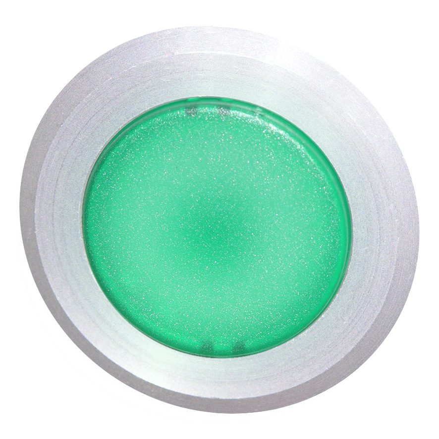 Кнопка зеленая с фиксацией с подсветкой, в отверстие 30,5мм, IP67, макс. мощность лампы 1,9Вт, с кольцом цвета "алюминий", без маркировки B5DLR GN Benedict