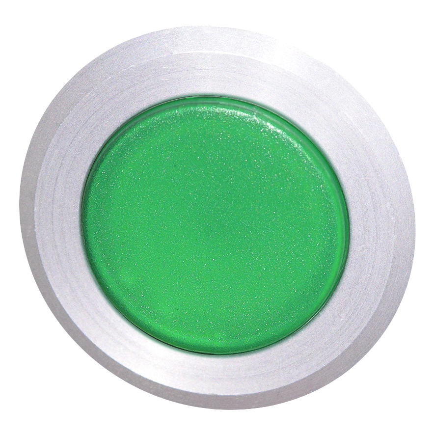 Кнопка зеленая с фиксацией, в отверстие 30,5мм, IP67, с кольцом цвета "алюминий" B5DR GN Benedict