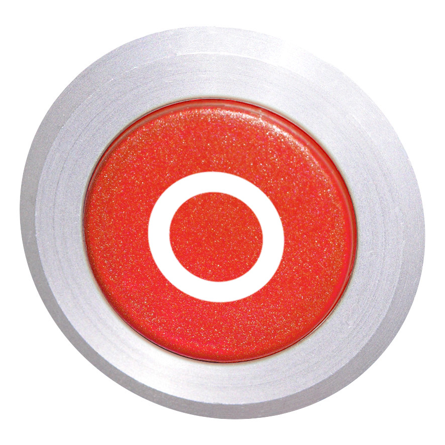 Кнопка красная без фиксаци, в отверстие 30,5мм, IP67, с кольцом цвета "алюминий", маркировка "0" B5D RT-0 Benedict