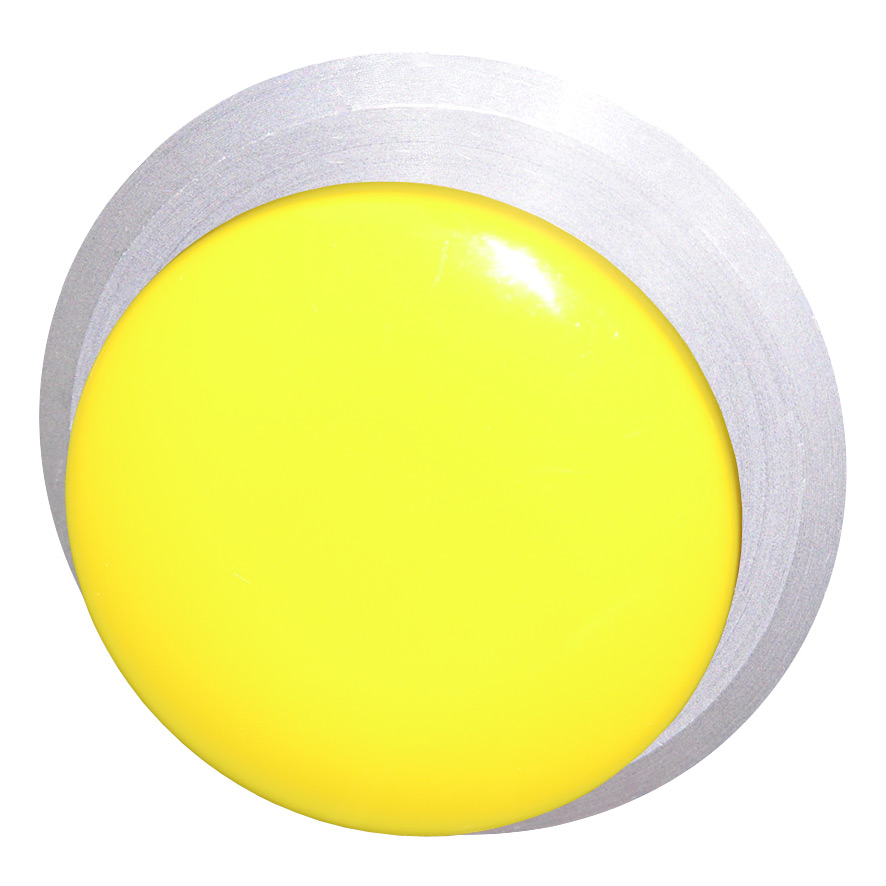 Кнопка желтая грибовидная, в отверстие 30,5мм, ∅28мм, высота 11,5мм, IP67, с кольцом цвета "алюминий", без маркировки B5P1 GE Benedict