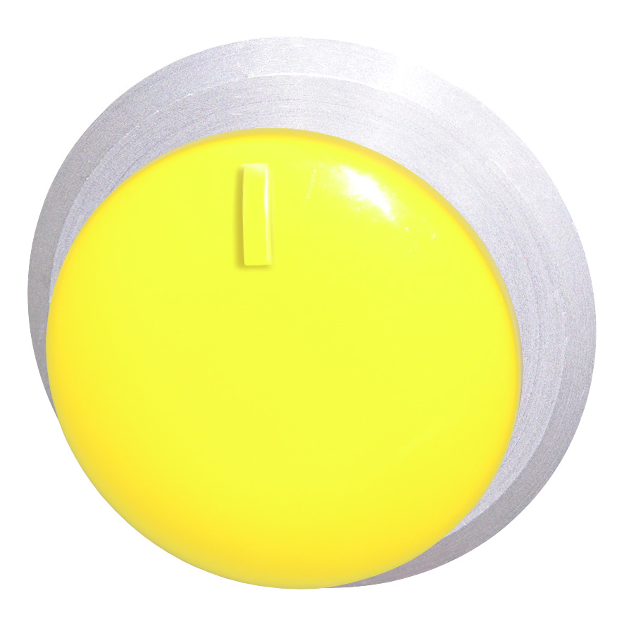 Кнопка желтая грибовидная, в отверстие 30,5мм, ∅28мм, высота 11,5мм, IP67, с кольцом цвета "алюминий", с индикатором положения B5P2 GE Benedict