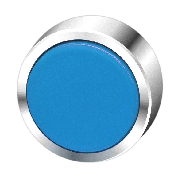 Кнопка синяя с фиксацией, в отверстие 22,5мм, IP67, с кольцом цвета "хром", без маркировки BC3DR BL Benedict