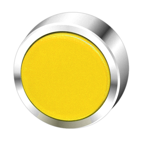 Кнопка желтая с фиксацией, в отверстие 22,5мм, IP67, с кольцом цвета "хром", без маркировки BC3DR GE Benedict