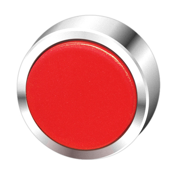 Кнопка красная с фиксацией, в отверстие 22,5мм, IP67, с кольцом цвета "хром", без маркировки BC3DR RT Benedict