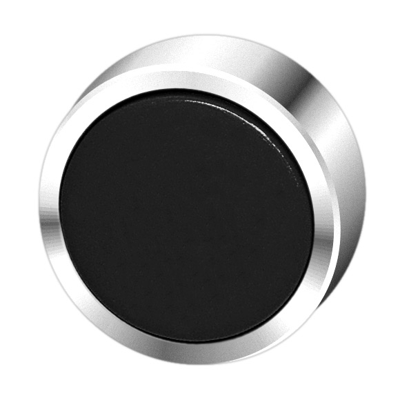 Кнопка черная с фиксацией, в отверстие 22,5мм, IP67, с кольцом цвета "хром", без маркировки BC3DR SW Benedict