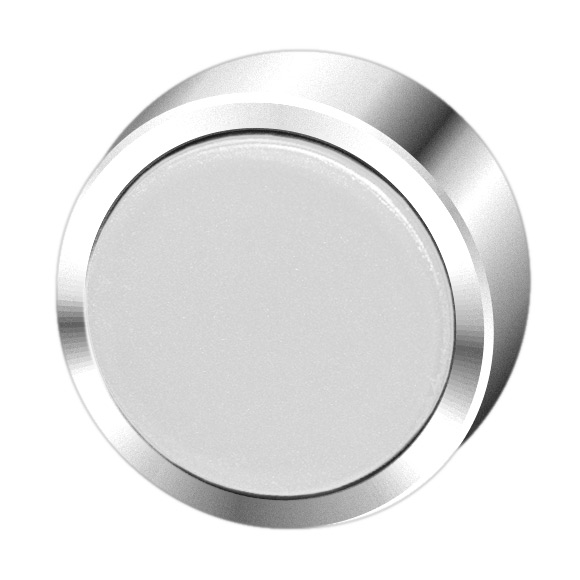 Кнопка белая с фиксацией, в отверстие 22,5мм, IP67, с кольцом цвета "хром", без маркировки BC3DR WS Benedict