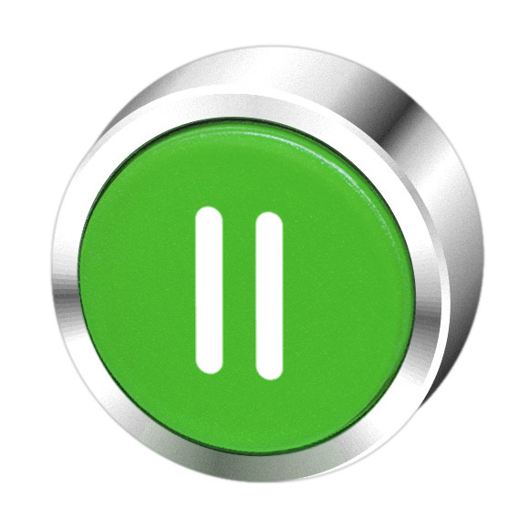 Кнопка зеленая без фиксации, в отверстие 22,5мм, IP67, с кольцом цвета "хром", с маркировкой "II" BC3D GN-II Benedict