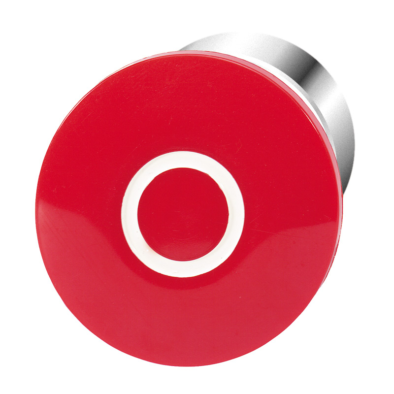 Кнопка красная грибовидная, в отверстие 22,5мм, ∅40мм, высота 21мм, IP67, с кольцом цвета "хром", с маркировкой "0" BC3P14 RT-0 Benedict