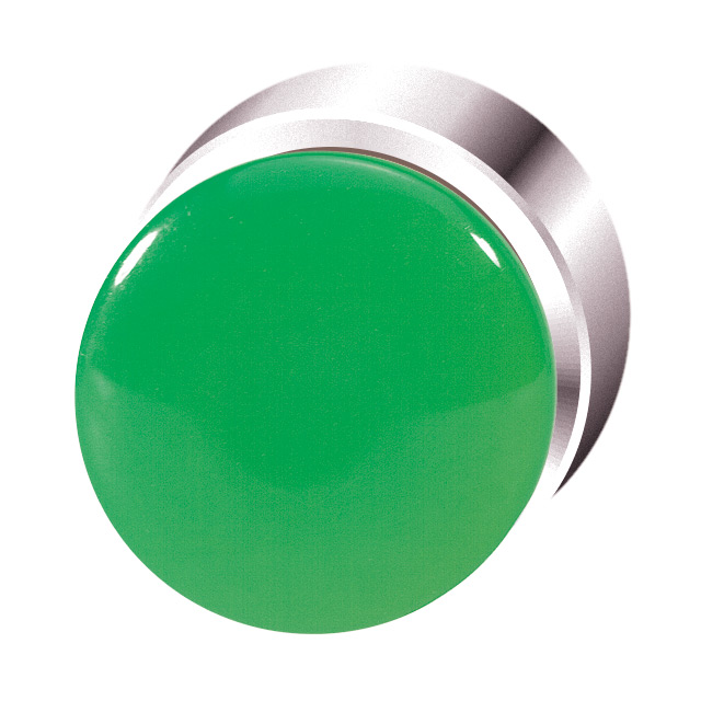 Кнопка зеленая грибовидная, в отверстие 22,5мм, ∅28мм, высота 24мм, IP67, с кольцом цвета "хром", без маркировки BC3P1 GN Benedict