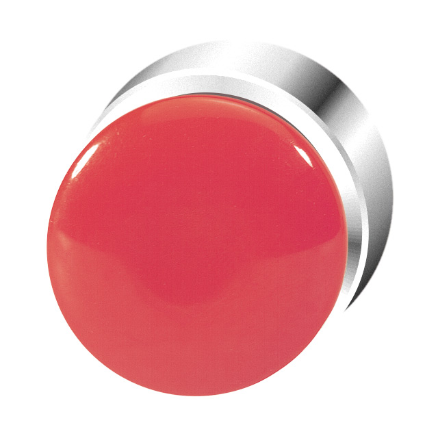 Кнопка красная грибовидная, в отверстие 22,5мм, ∅28мм, высота 24мм, IP67, с кольцом цвета "хром", без маркировки BC3P1 RT Benedict