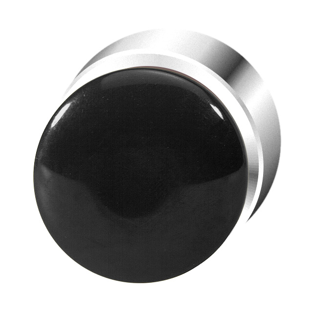 Кнопка черная грибовидная, в отверстие 22,5мм, ∅28мм, высота 24мм, IP67, с кольцом цвета "хром", без маркировки BC3P1 SW Benedict