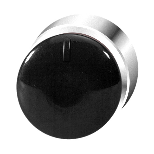 Кнопка черная грибовидная, в отверстие 22,5мм, ∅28мм, высота 24мм, IP67, с кольцом цвета "хром", без маркировки, с индикатором положения BC3P2 SW Benedict