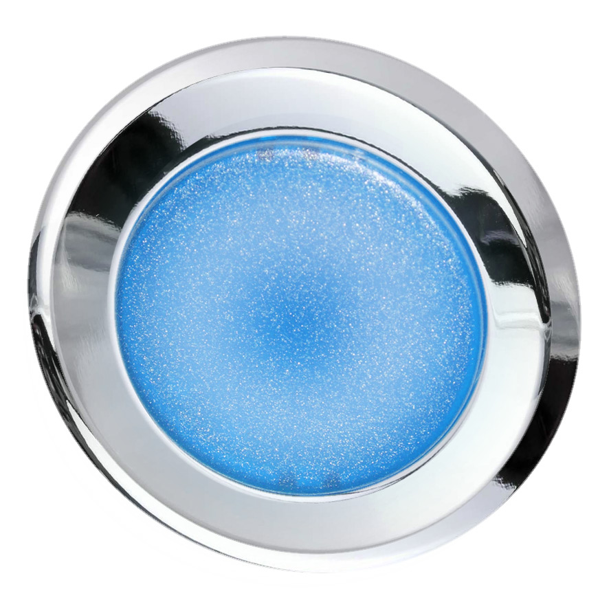 Кнопка синяя с фиксацией с подсветкой, в отверстие 30,5мм, IP67, макс. мощность лампы 1,9Вт, с кольцом цвета "хром", без маркировки BC5DLR BL Benedict