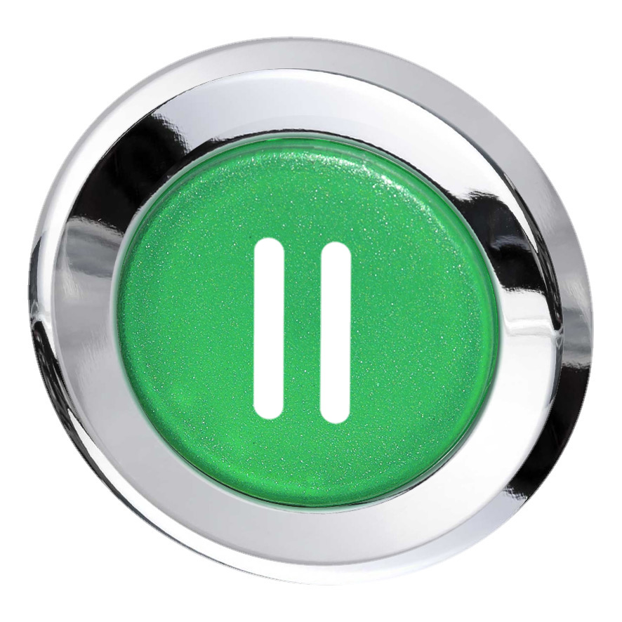 Кнопка зеленая без фиксаци, в отверстие 30,5мм, IP67, с кольцом цвета "хром", с маркировкой "II" BC5D GN-II Benedict