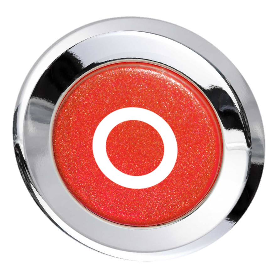 Кнопка красная без фиксаци, в отверстие 30,5мм, IP67, с кольцом цвета "хром", с маркировкой "0" BC5D RT-0 Benedict