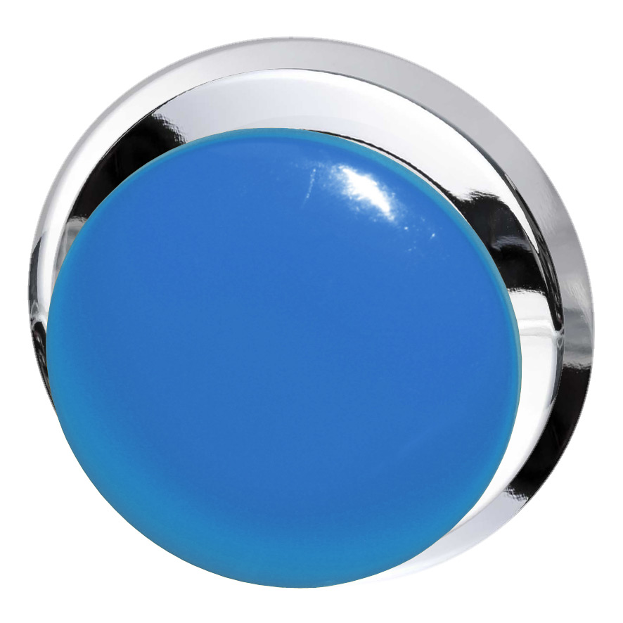 Кнопка синяя грибовидная, в отверстие 30,5мм, ∅28мм, высота 11,5мм, IP67, с кольцом цвета "хром", без маркировки BC5P1 BL Benedict