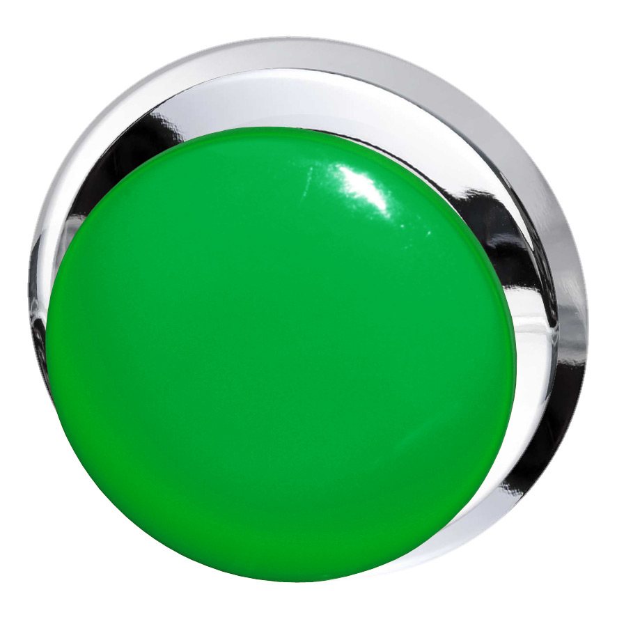 Кнопка зеленая грибовидная, в отверстие 30,5мм, ∅28мм, высота 11,5мм, IP67, с кольцом цвета "хром", без маркировки BC5P1 GN Benedict
