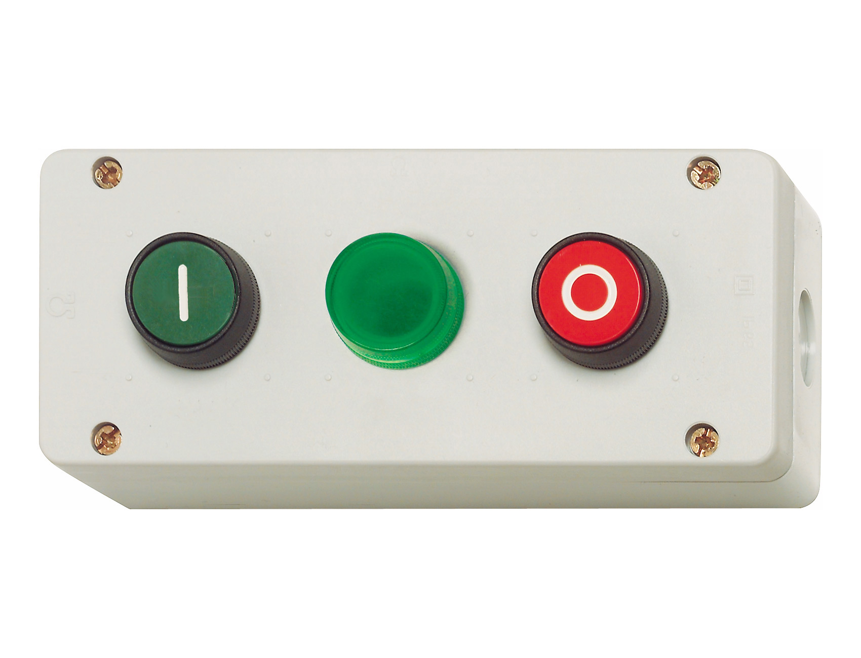 Кнопки "On" и "Off" и зеленый индикатор в корпусе IP67, красная " 0 ", зеленая " I " BG21 GN Benedict