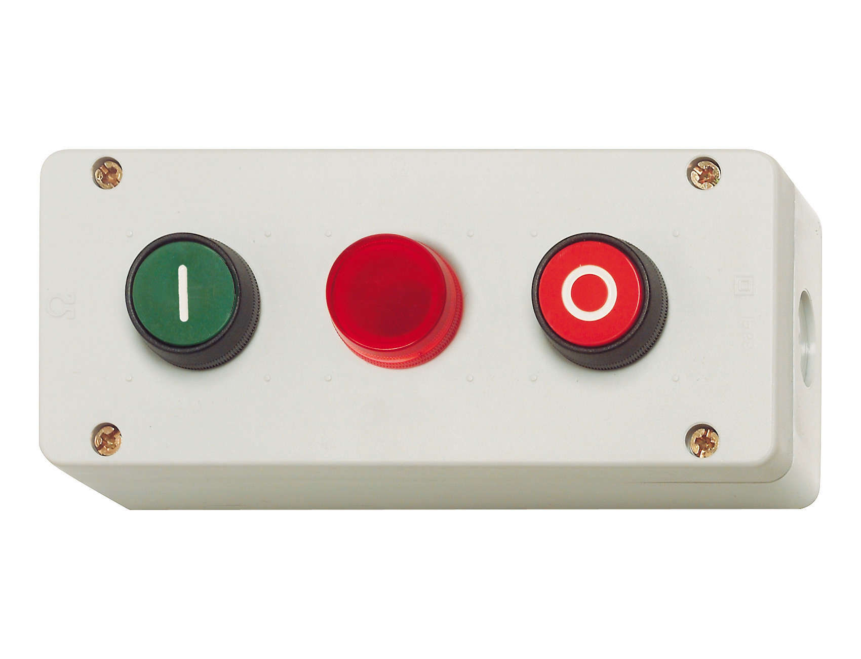 Кнопки "On" и "Off" и красный индикатор в корпусе IP67, красная " 0 ", зеленая " I " BG21 RT Benedict
