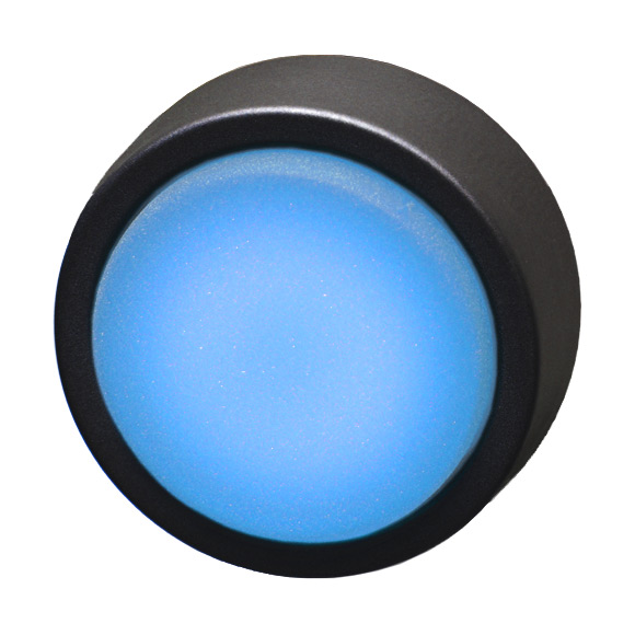 Кнопка синяя с фиксацией с подсветкой, в отверстие 22,5мм, IP67, макс. мощность лампы 1,9Вт, с кольцом черного цвета, без маркировки BS3DLR BL Benedict