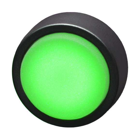 Кнопка зеленая с фиксацией с подсветкой, в отверстие 22,5мм, IP67, макс. мощность лампы 1,9Вт, с кольцом черного цвета, без маркировки BS3DLR GN Benedict