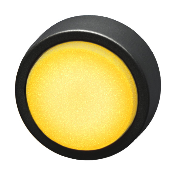 Кнопка желтая без фиксации с подсветкой, в отверстие 22,5мм, IP67, макс. мощность лампы 1,9Вт, с кольцом черного цвета, без маркировки BS3DL GE Benedict