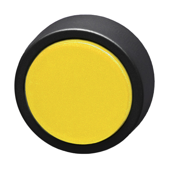 Кнопка желтая с фиксацией, в отверстие 22,5мм, IP67, с кольцом черного цвета, без маркировки BS3DR GE Benedict