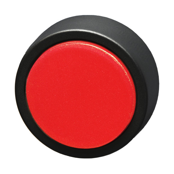 Кнопка красная с фиксацией, в отверстие 22,5мм, IP67, с кольцом черного цвета, без маркировки BS3DR RT Benedict