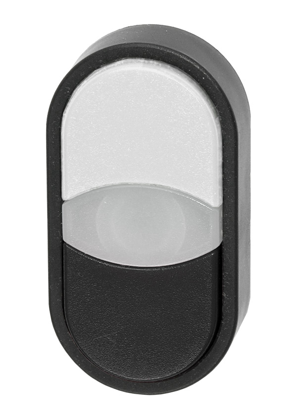 Кнопка двойная без фиксации с подсветкой (белая/черная), в отверстие 22,5мм, IP67, с белым индикатором, с кольцом черного цвета, без маркировки BS3DT W/S Benedict