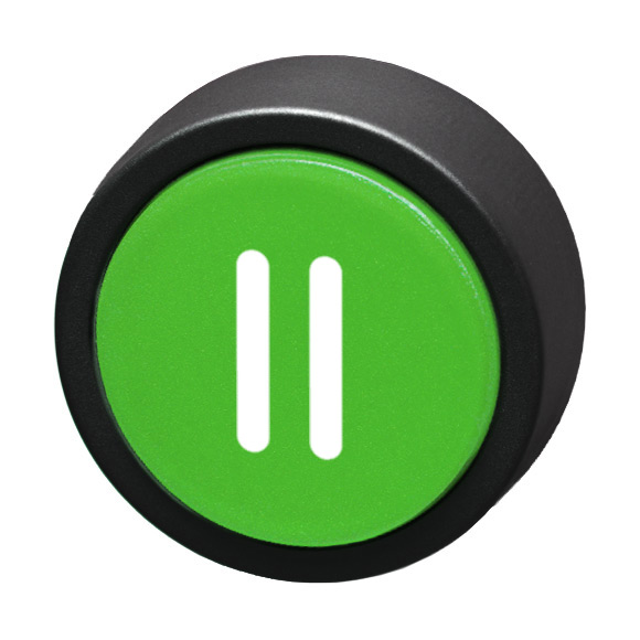 Кнопка зеленая без фиксации, в отверстие 22,5мм, IP67, с кольцом черного цвета, с маркировкой "II" BS3D GN-II Benedict