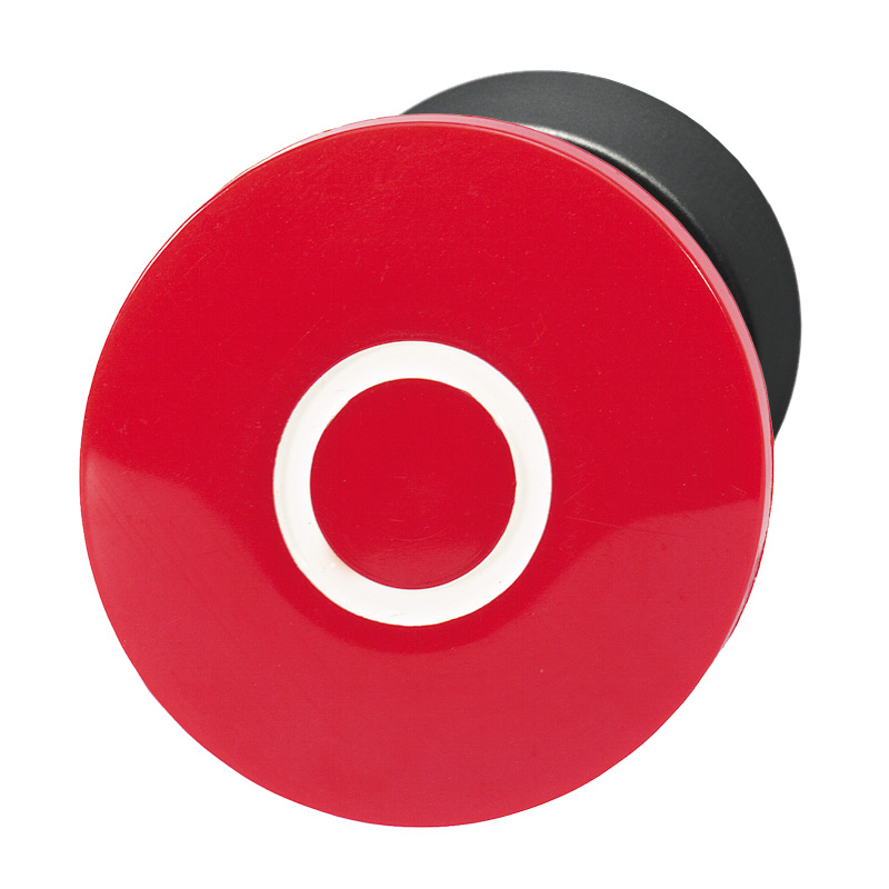 Кнопка красная грибовидная, в отверстие 22,5мм, ∅40мм, высота 21мм, IP67, с кольцом черного цвета, с маркировкой "0" BS3P14 RT-0 Benedict