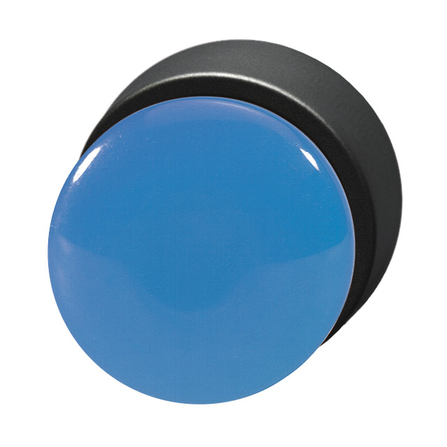 Кнопка синяя грибовидная, в отверстие 22,5мм, ∅28мм, высота 24мм, IP67, с кольцом черного цвета, без маркировки BS3P1 BL Benedict