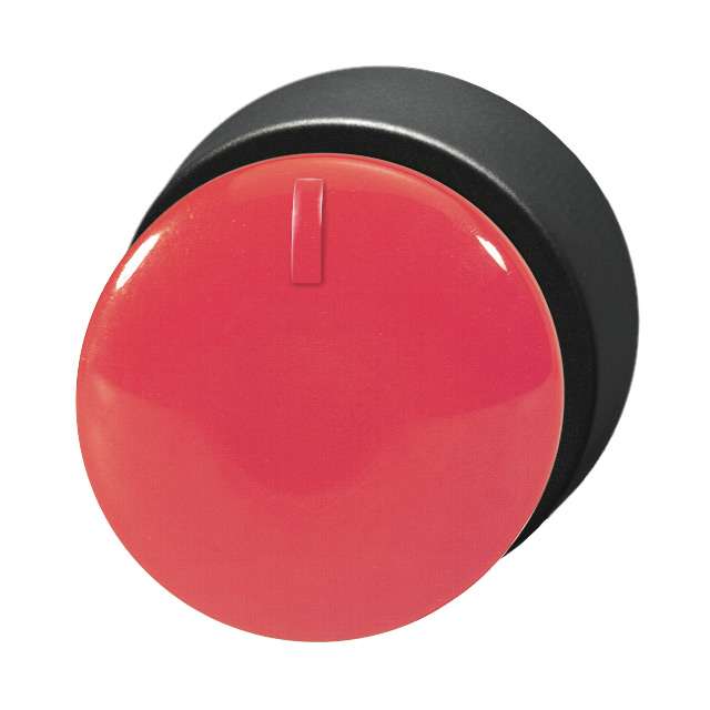 Кнопка красная грибовидная, в отверстие 22,5мм, ∅28мм, высота 24мм, IP67, с кольцом черного цвета, без маркировки, с индикатором положения BS3P2 RT Benedict