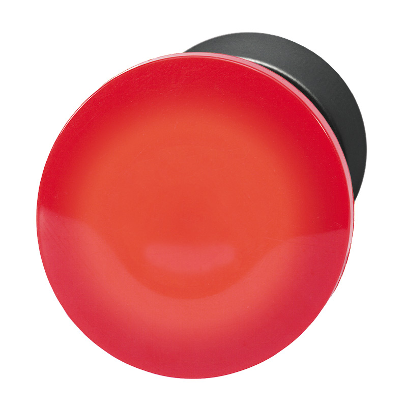 Кнопка аварийная красная с подсветкой, в отверстие 22,5мм, ∅40мм, высота 21мм, с кольцом черного цвета, возврат поворотом, без маркировки BS3P34L RT Benedict