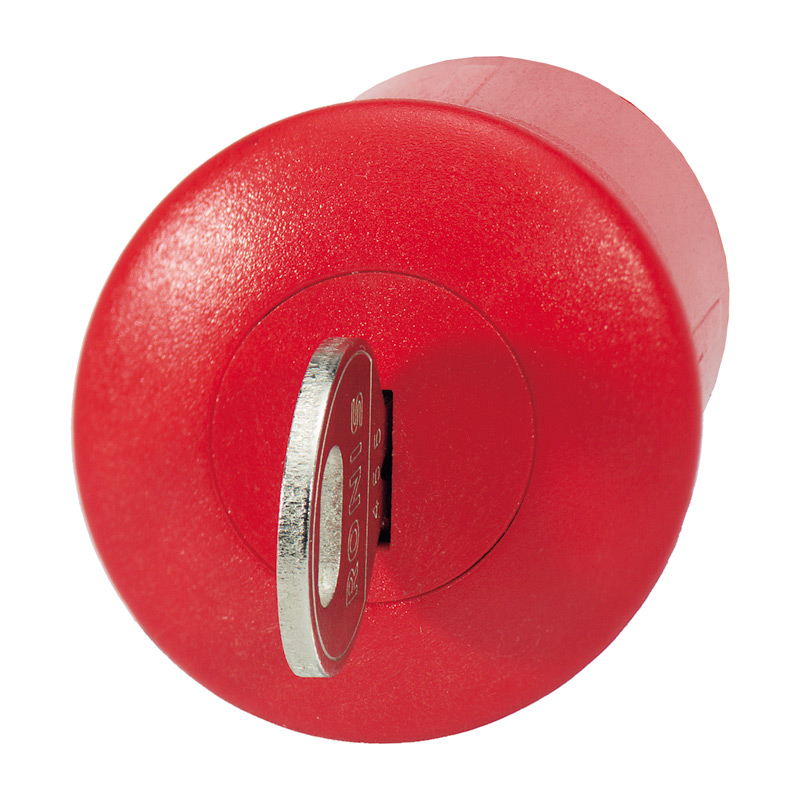 Кнопка аварийного останова красная, в отверстие 22,5мм, ∅40мм, высота 30мм, IP67, с кольцом черного цвета, возврат ключом BS3P44S3 Benedict